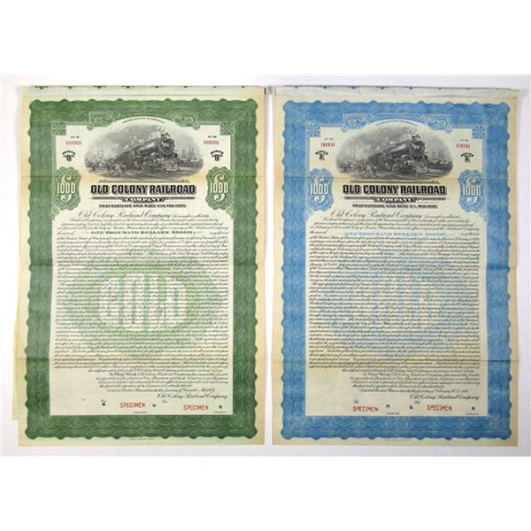 MA. Old Colony Railroad Co., 1924 and 1925 Specimen Gold Coupon Bond Pair