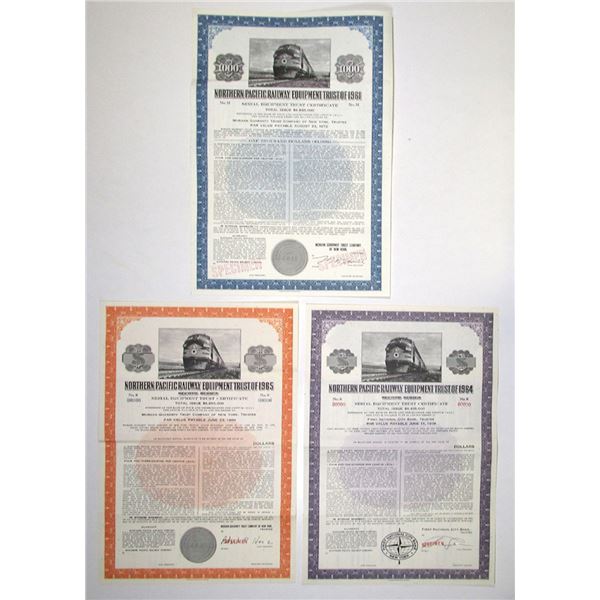 Northern Pacific Railway Equipment Trust, 1961 to 1965 Specimen Bond Trio
