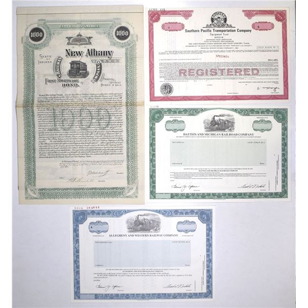 Indiana, Pennsylvania, New York, Railroad Bond and Share Quartet, 1893 to 1997.