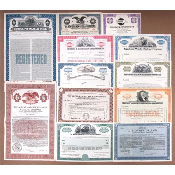 Railroad Specimen Stock and Bond Collection, 1920s to 1990s.