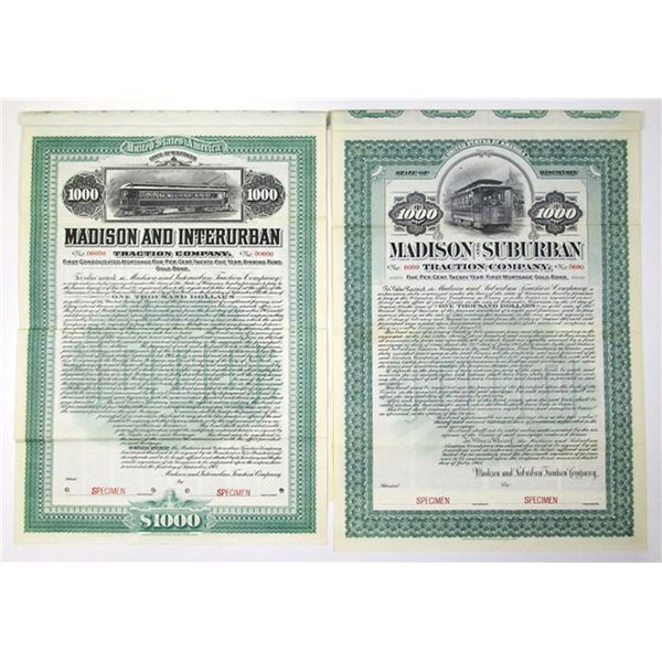 WI. Wisconsin, 1905, Specimen Gold Coupon Bond Pair.