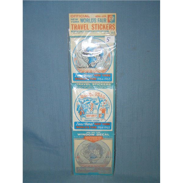 Official 1964 NY World's Fair travel stickers