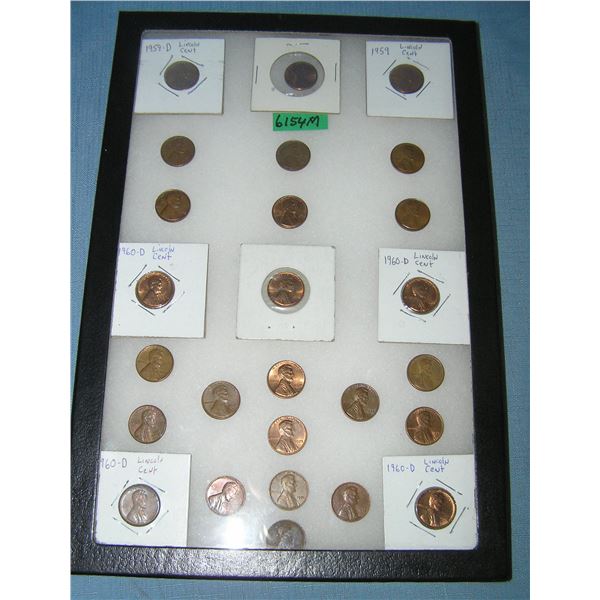 Collection of vintage Lincoln memorial copper pennies