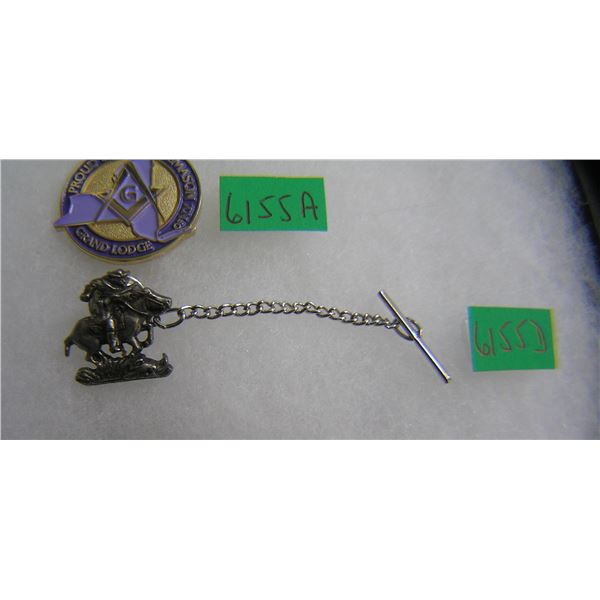 Pony Express silvertone tie pin