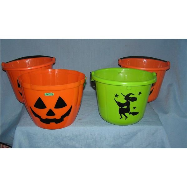 Group of Halloween Trick or Treat buckets