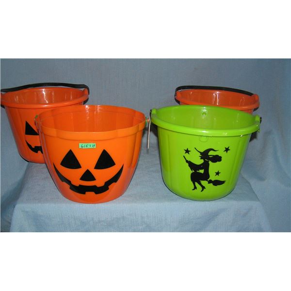 Group of Halloween Trick or Treat buckets
