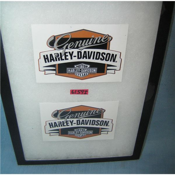 Pair of Harley Davidson advertising stickers