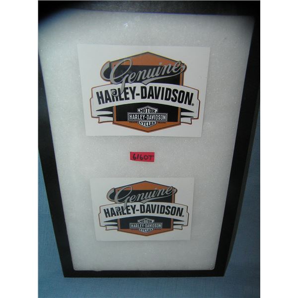 Pair of Harley Davidson advertising stickers