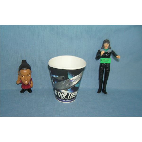 Pair of vintage Star Trek figues and collector's cup