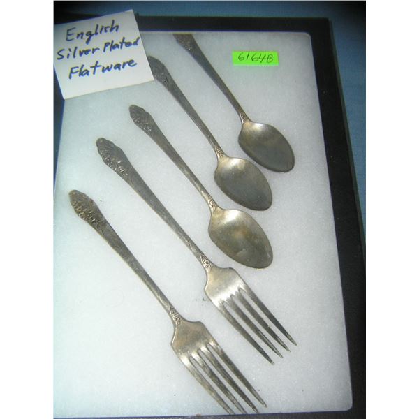 Group of antique English silver plated flatware