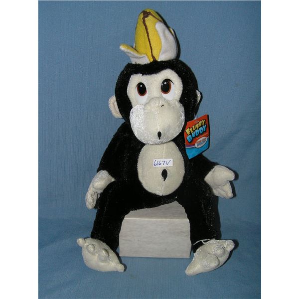 Vintage Fluffy Buddy monkey plush toy
