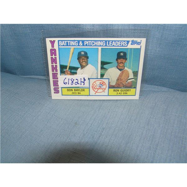NY Yankee leaders all star baseball card