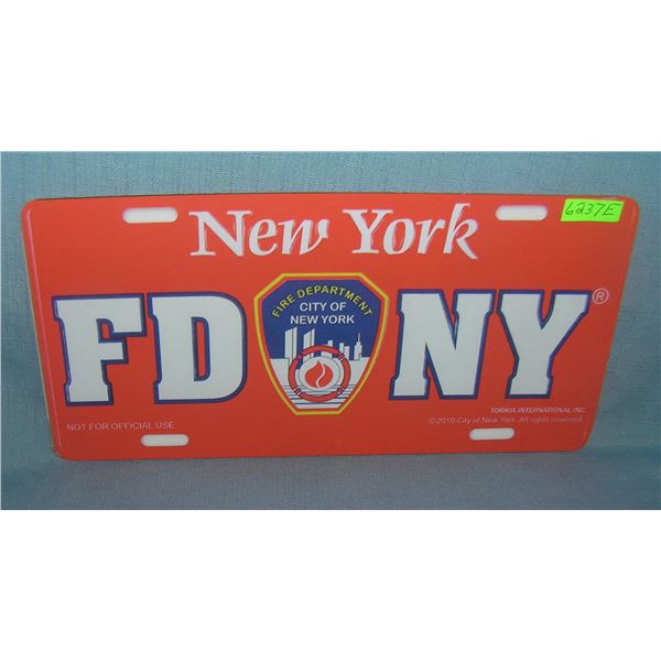 NY FDNY License plate size  retro stylesign
