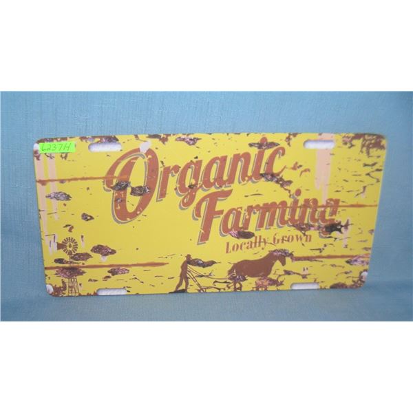 Organic Farming License plate size  retro stylesign