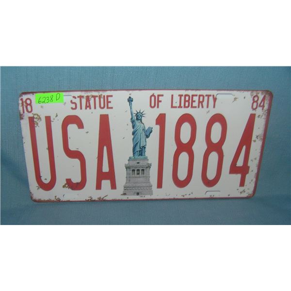 Statue of Liberty USA License plate size retro sign