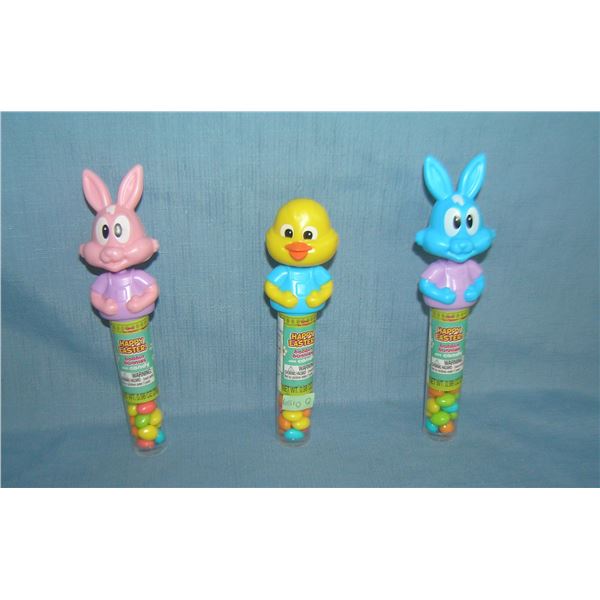 Group of 3 figural nodders/bobble heads candy containers