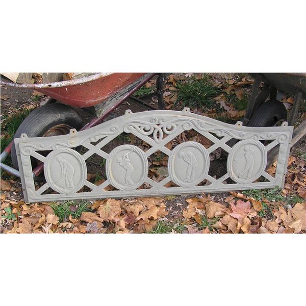 Golf themed cast iron park bench decorative piece