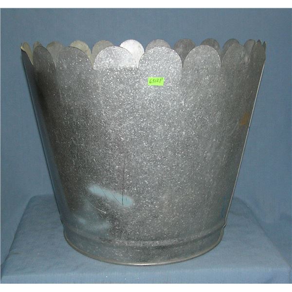 All metal fancy scallop top farm bin