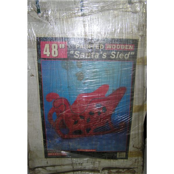 4 foot painted wooden Santa's sled