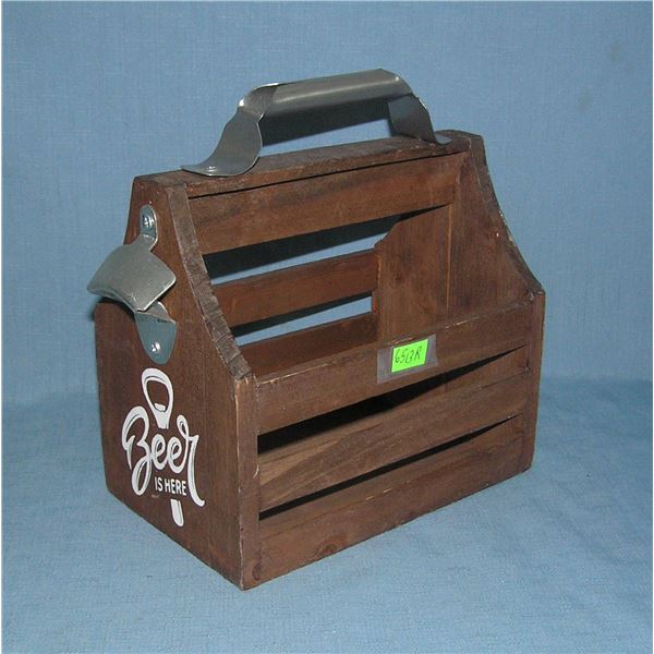 Vintage style beer carrier with bottle opener