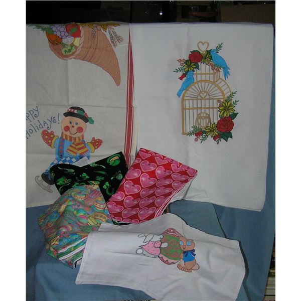 Nice box full of holiday linens includes Christmas and more