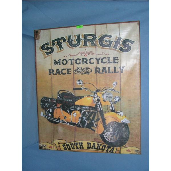 Sturgis motorcycle race and rally South Dakota canvas framed advertising sign