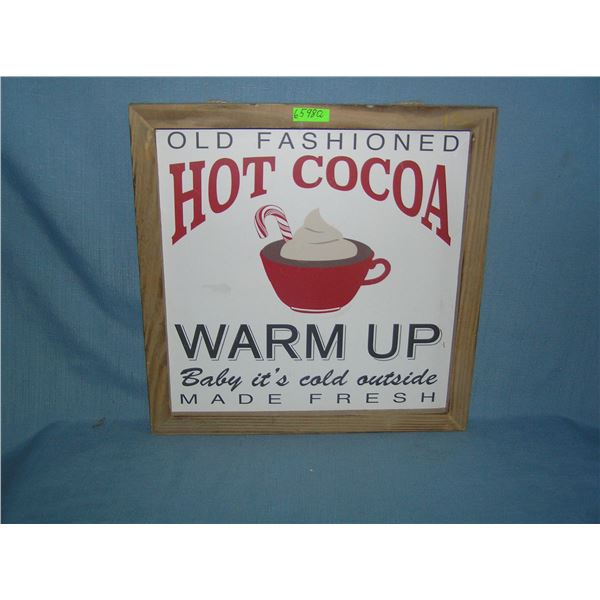 Old fashioned hot cocoa advertising sign