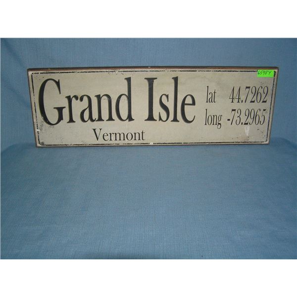 Grand Isle Vermont wood sign