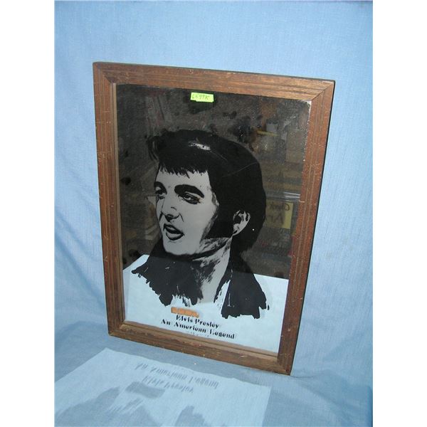 Elvis Presley an American legend wood framed mirrored display piece