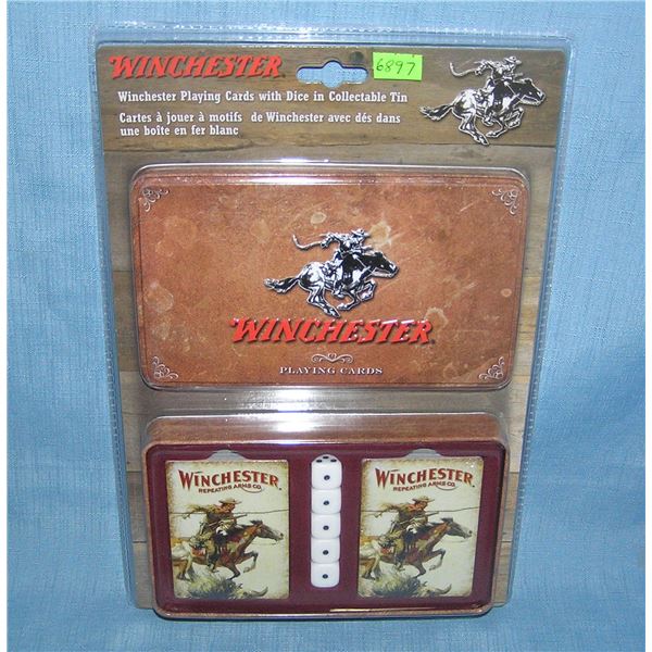 Winchester advertising playing cards and dice set