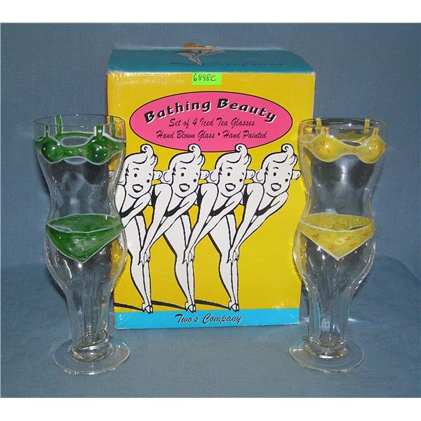 Bathing Beauties set of 4 iced tea girly glasses