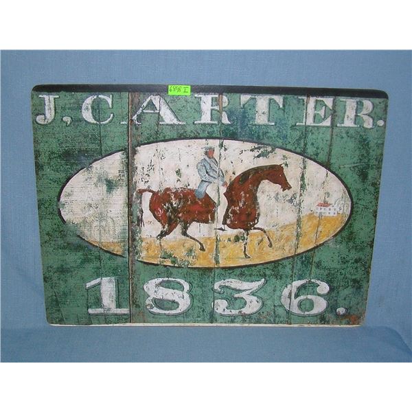 J. Carter 1836 Horseman retro style advertising sign