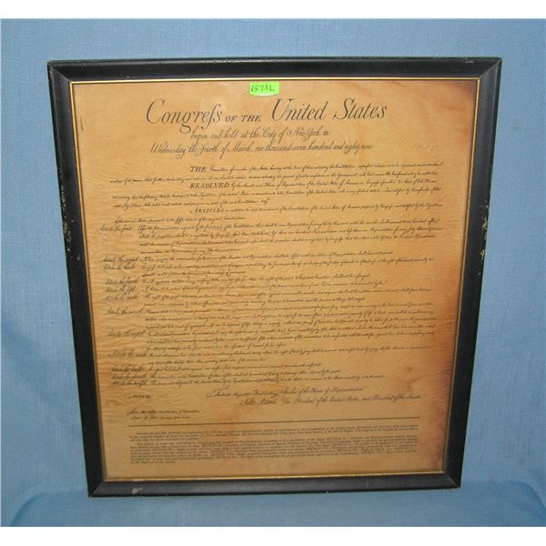 U.S. Bill of Rights 1789 high quality framed reproduction