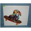 Image 1 : Framed canvas dog on skateboard
