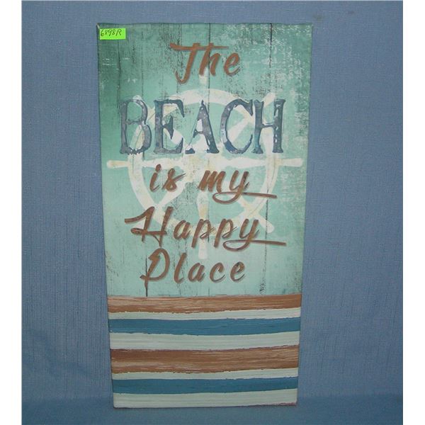 The beach is my happy place framed canvas sign