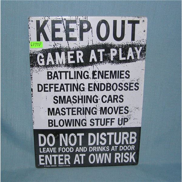 Keep Out Gamer at Play metal display sign