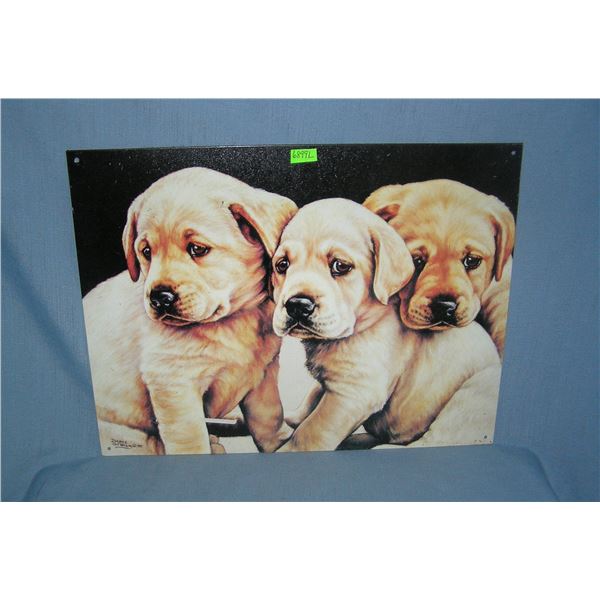 Group of 3 puppies all metal sign