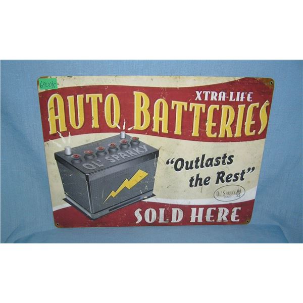 Oil Sparky Auto batteries  retro style advertising sign