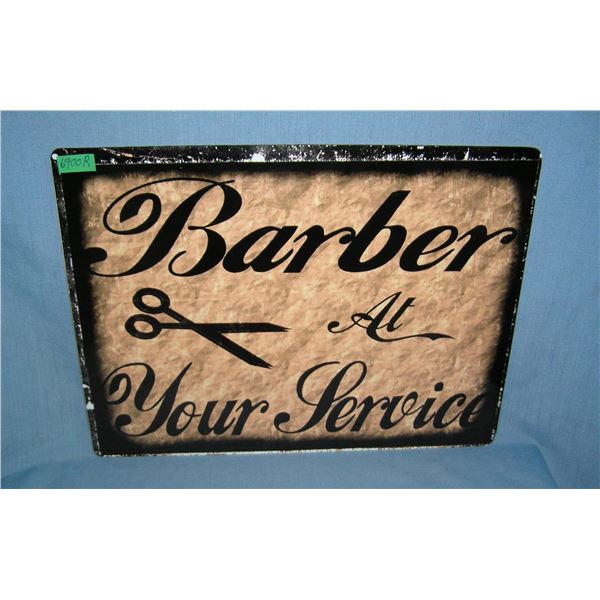 Barber at your Service  retro style advertising sign