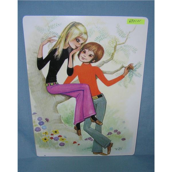 60's-70's Ultra mod art work signed Villi  retro style advertising sign