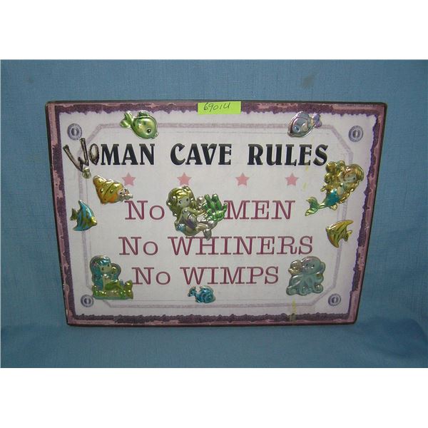 Man / Woman Cave rules all metal display sign