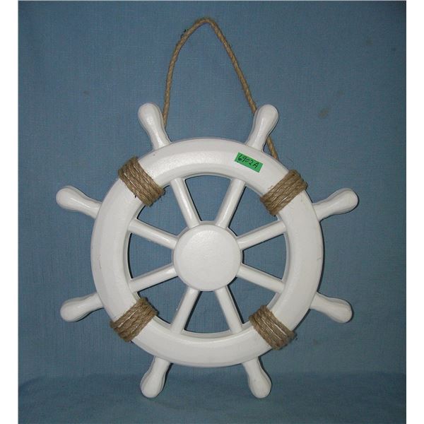 Wooden ships wheel decorative wall sign