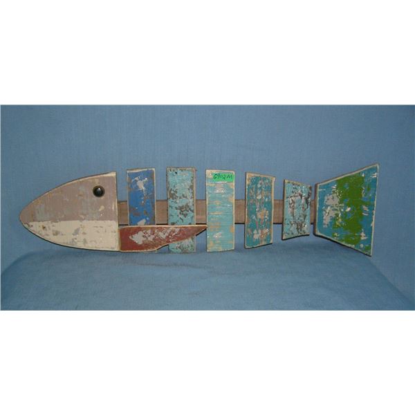 Hand painted wooden fish decorative wall display piece