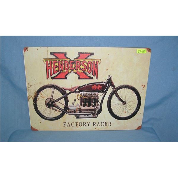 Henderson factory racer motorcycle  retro style advertising sign