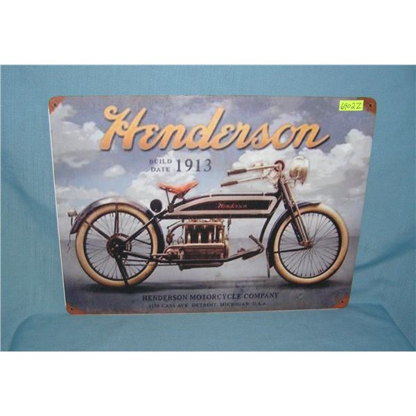 Henderson factory racer motorcycle  retro style advertising sign