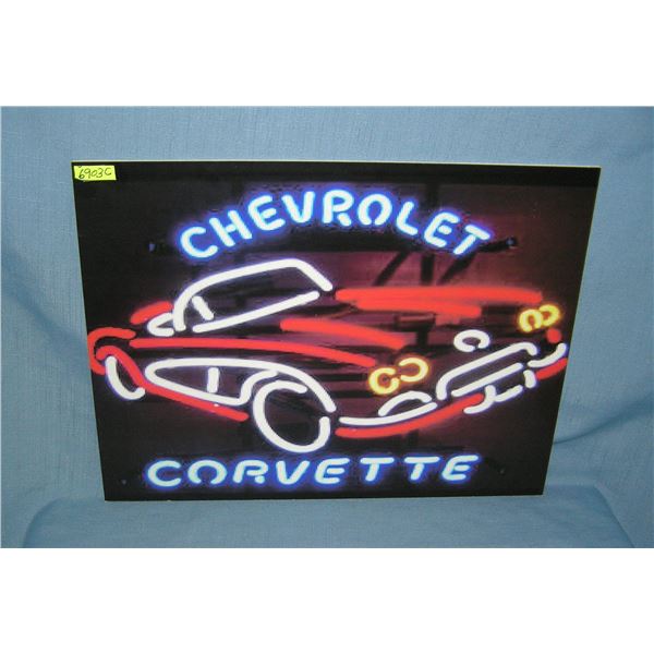 Chevrolet Corvette neon retro style  retro style advertising sign