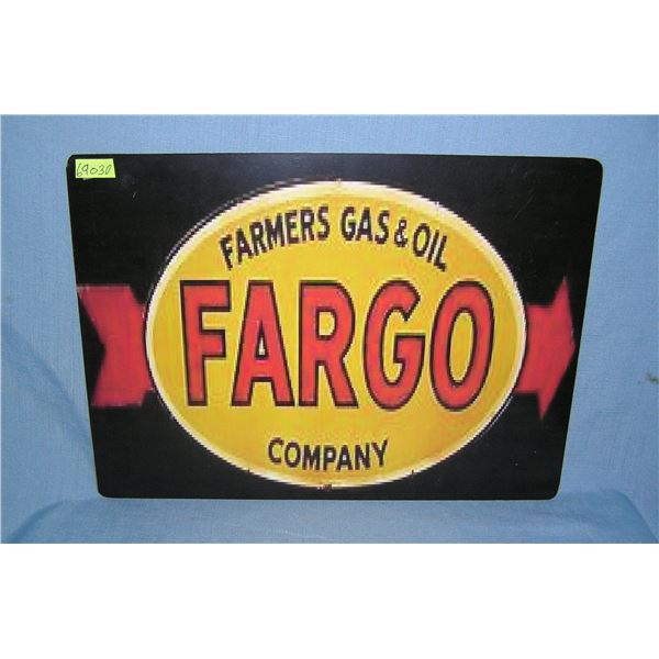 Farmer's gas and oil company, Fargo  retro style advertising sign