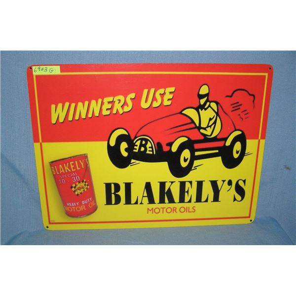 Winner's use Blakelys motor oil  retro style advertising sign