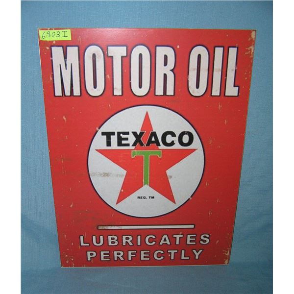 Texaco motor oil lubricates perfectly  retro style advertising sign