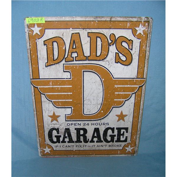Dad's Garage open 24 hours  retro style advertising sign